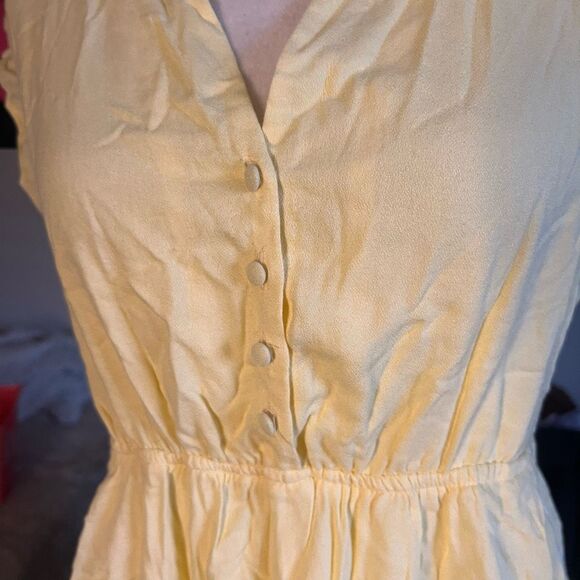 Naf naf yellow button up dress size 38 vintage vibes short sleeve mini length si - Picture 4 of 5